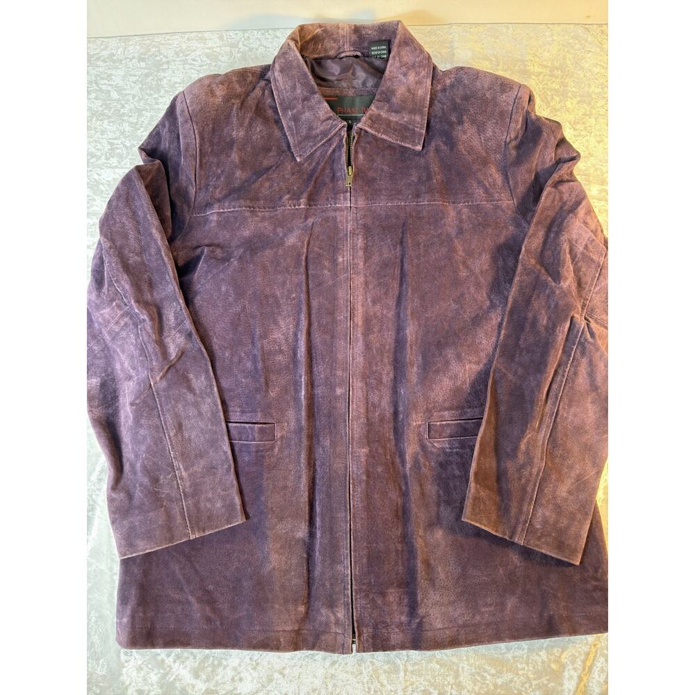 Vintage Purple Leather Jacket Phase Two Womensโ L Distressed Zip Coat